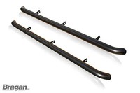 Schwarz Seiten Stangen FüR Nissan Navara D23/Np300 2016 + Gebogen Ends Edelstahl