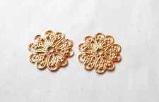 50x Gold Plate Filigree Flower stamping-Jewelry Making Findings Vintage- 3/4"