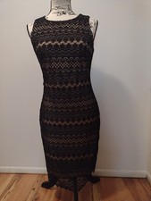 Women's Size 4 Polished Cocktail Dress Nude With Knit Detail Work Party