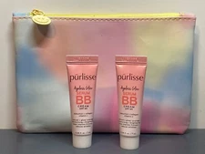 2x PURLISSE  Ageless Glow Serum BB Cream Medium Warm 7mL / .24 oz each New + Bag