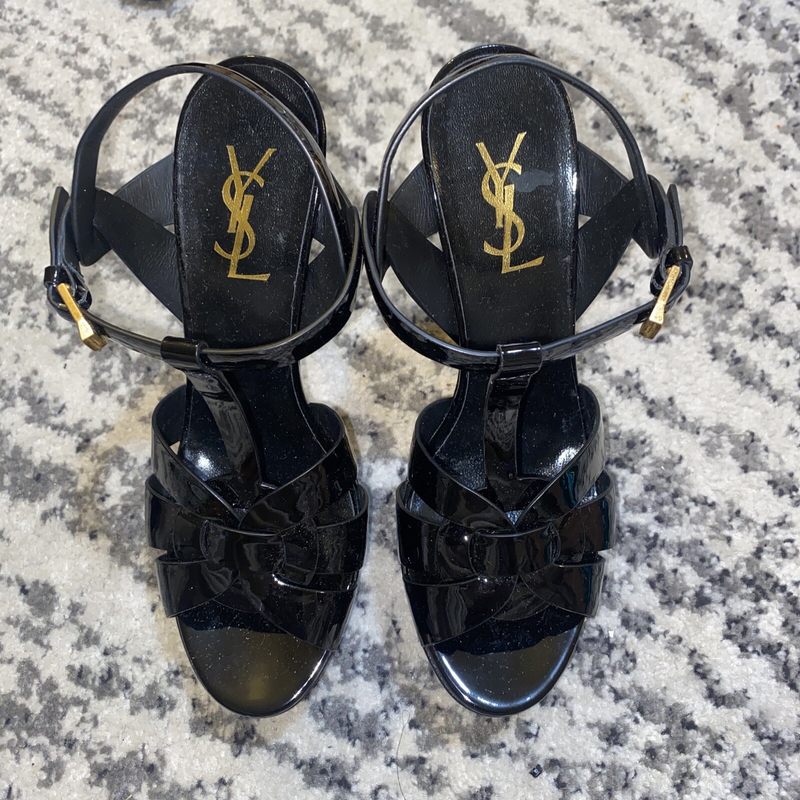 SANDALI PLATEAU TRIBUTO SAINT LAURENT IN PELLE PATINATA taglia 39