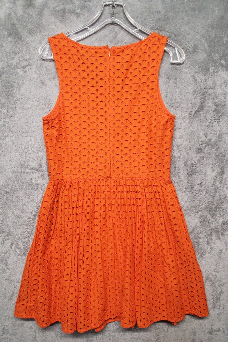 Old Navy Dress Womens 8 Orange Eyelet Crochet Dress Summer Lined Sleeveless  | eBay