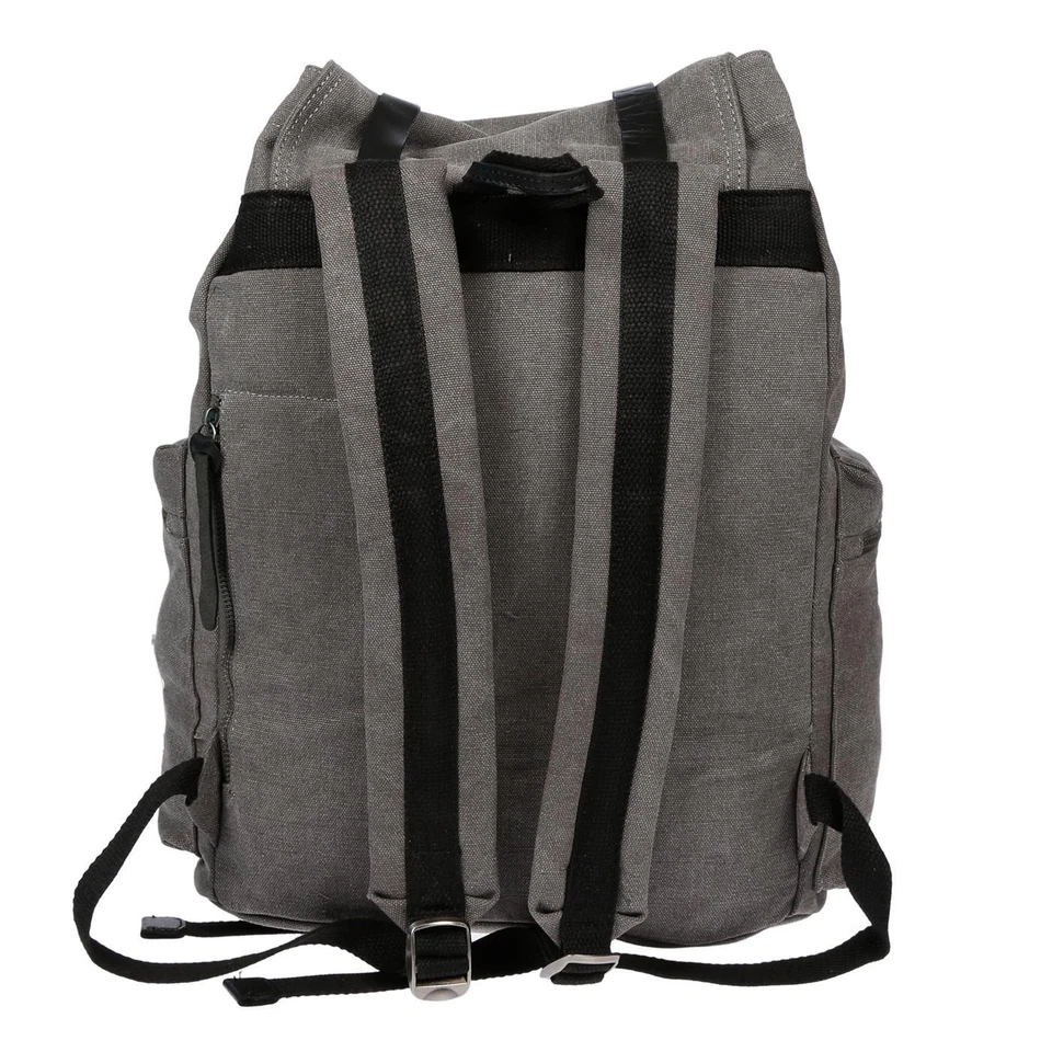 Tasche Outdoor Rucksack Canvas echt Leder Damen Schule Reisen Freizeit Herren - Bild 4 von 4