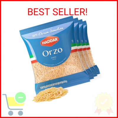 Haddar 100% Durum Semolina Orzo Pasta 16oz (4 Pack) | Great Value! - 4 lbs | Gre