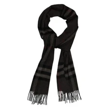 BURBERRY 8077880 CHECK CASHMERE SCARF CHARCOAL