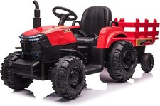 12V Kids Ride On Tractor with Trailer Electric Car Dual Motors for Toddlers Toy