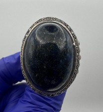 925 Sterling Silver Large Oval Blue Sodalite Gemstone Ring 15.6g Size 8 C049