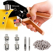 Grommet Tool Kit, 1/4  3/8  Ratcheting Eyelet Pliers, 500 Metal Grommets  Hole