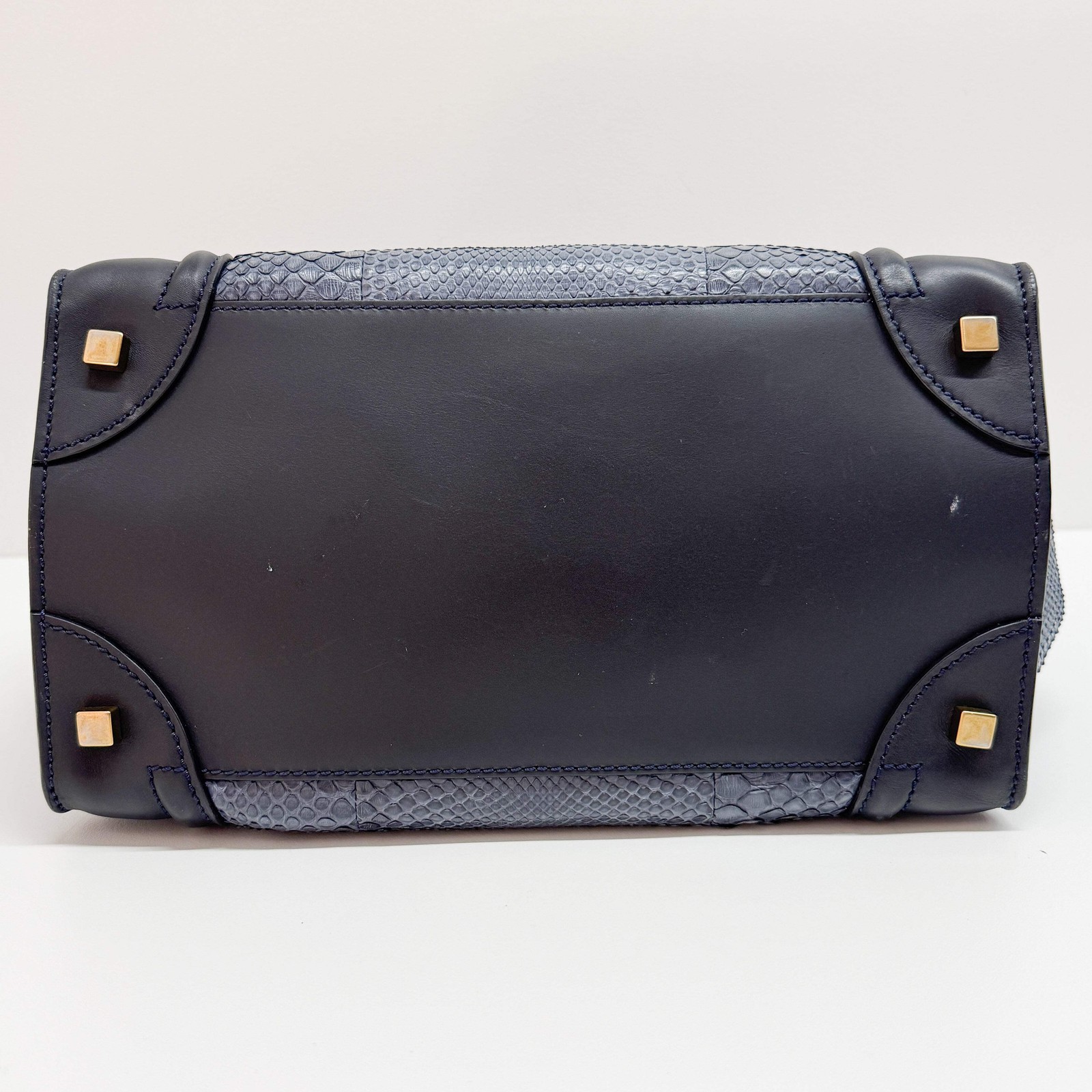 CELINE Luggage Micro Blue Python Embossed Leather… - image 7