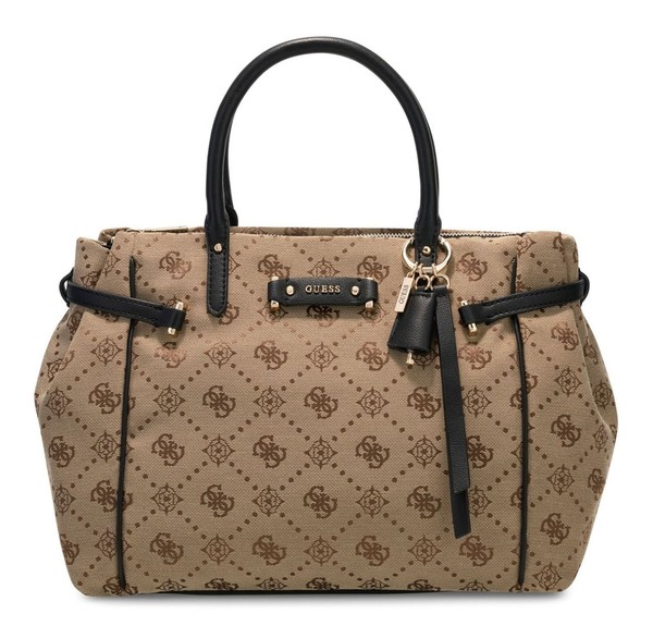 Guess Dorothy Girlfriend Satchel Handtasche Tasche Latte Logo / Black Hellbraun-image