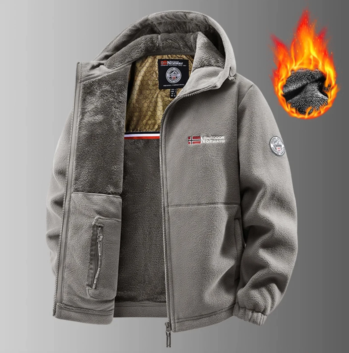 Men Heated Winter Fleece Jacket Windproof Thermal Tactical Hiking Outdoor Coat