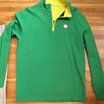 Pins and Aces Men s L Green/Yellow Knit 1/4 Z Lim edition Augusta 2024