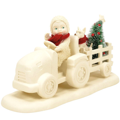   New DEPT 56 SNOWBABIES Figurine CHRISTMAS TREE DELIVERY Westie Dog Tractor Car