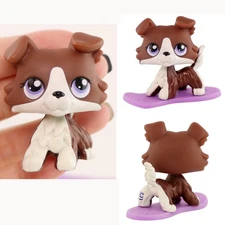 LPS Dog Toy Collie Playset Pet Figures for Girl Mini Dollhouse Accessory Gift