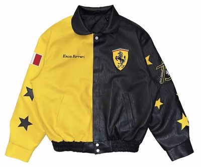 Ferrari Enzo F1 Racing Leather thick Jacket Yellow - XL New With