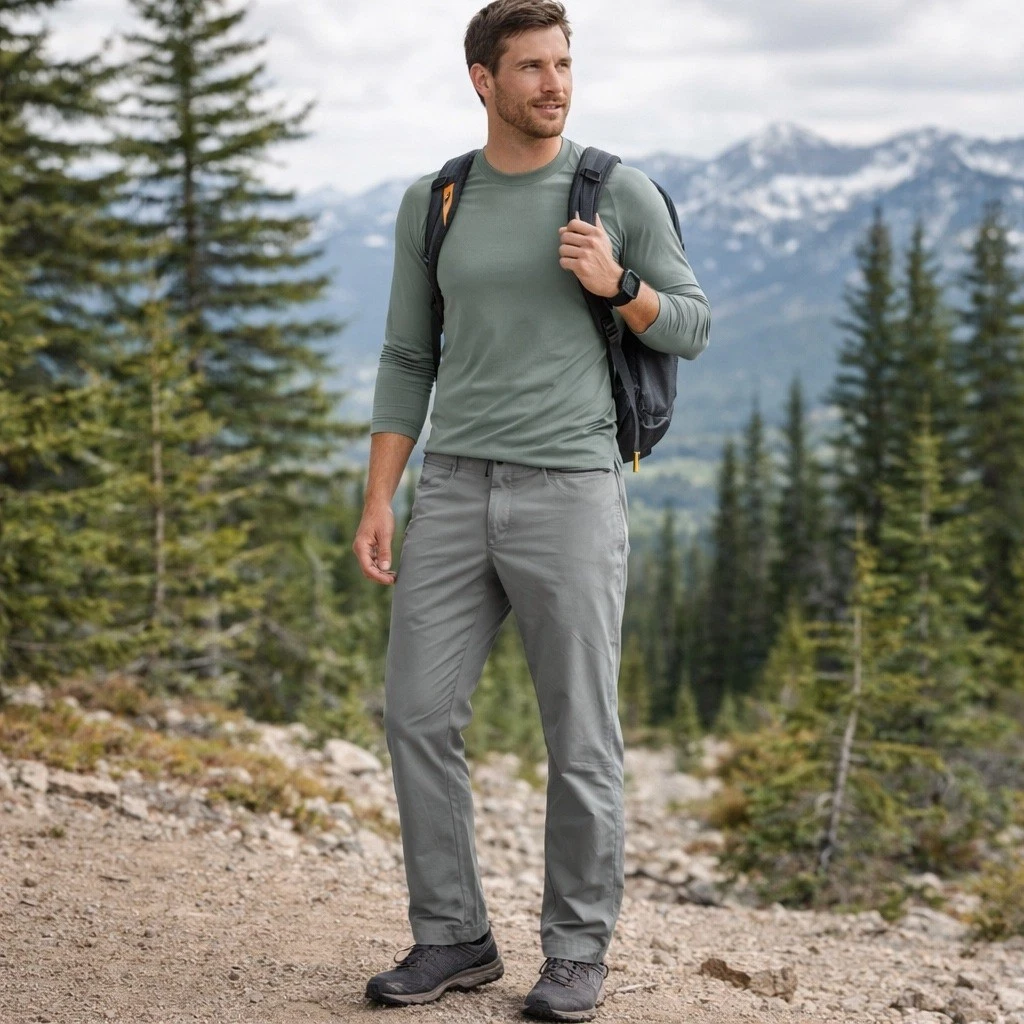 prAna Stretch Zion Slim Pants Mens 36x30 Gray Hiking Travel Outdoor Performance