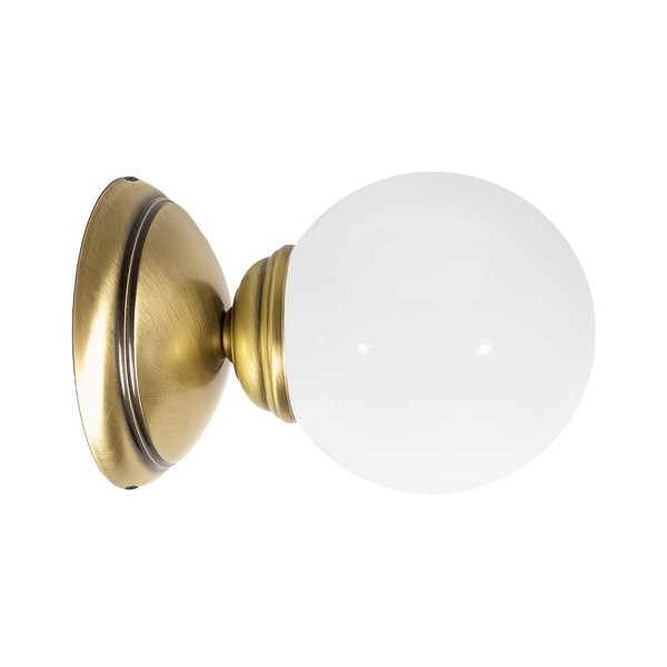 Wandlampe Wandleuchte Badezimmer Ø 12 Cm Messing Glas Kugelschirm In Bronze Weiß-image
