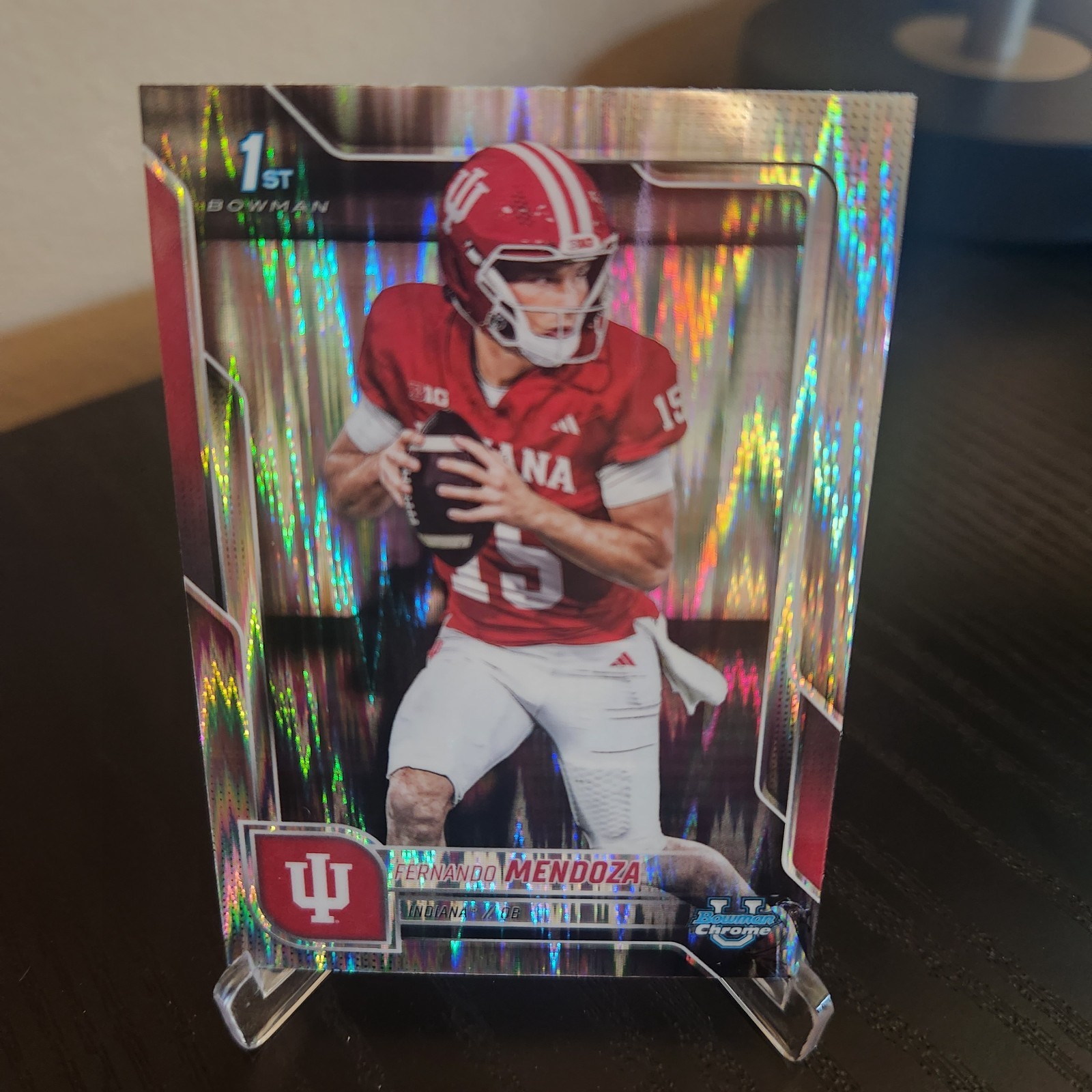 2025 Bowman Chrome U Indiana Fernando Mendoza 1st Stealth Refractor - Heisman!