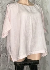 PLT2239 Pure Match Match Point Top Tunic Short Sleeve Pink Linen Oversize PL B60