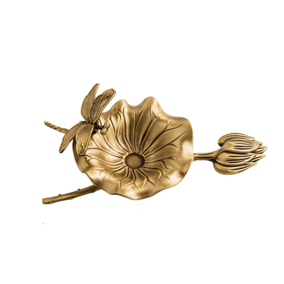 Porte-Encens En Forme de Lotus Décoratif Brûle-Parfum En Laiton Traditionnel - Photo 1/4