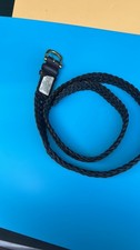 Vintage Faded Glory Dark Brown Braided Leather Belt with Gold Buckle