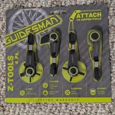 Guidesman 4 Pack Z-Tools Hex Blade Driver Light Attaches To Zipper Pull