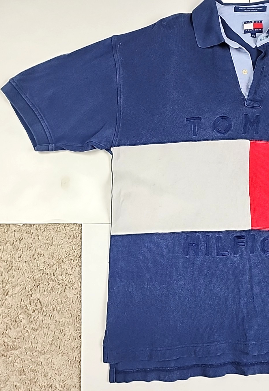Vintage Tommy Hilfiger Polo Shirt Mens L Big Flag Embroidered Spell Out Logo thumbnail 6