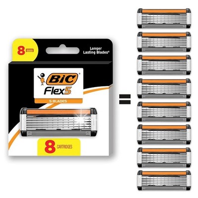 12/8 Refill Bic Flex 5 Refillable Razor Cartridges for Men Smooth & Comfortable