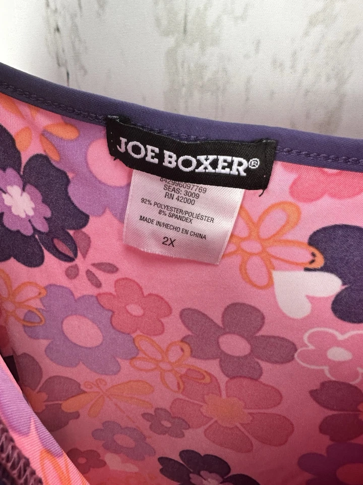 Joe Boxer 2X Pink Purple Multi Retro Flowers V Neck Stretch Chemise nightie - Image 2 of 4