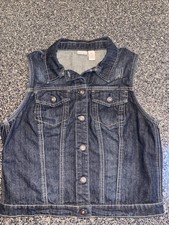 Mudd Girls XL Distressed Denim Vest Sleeveless Jean Jacket Blue Button Front