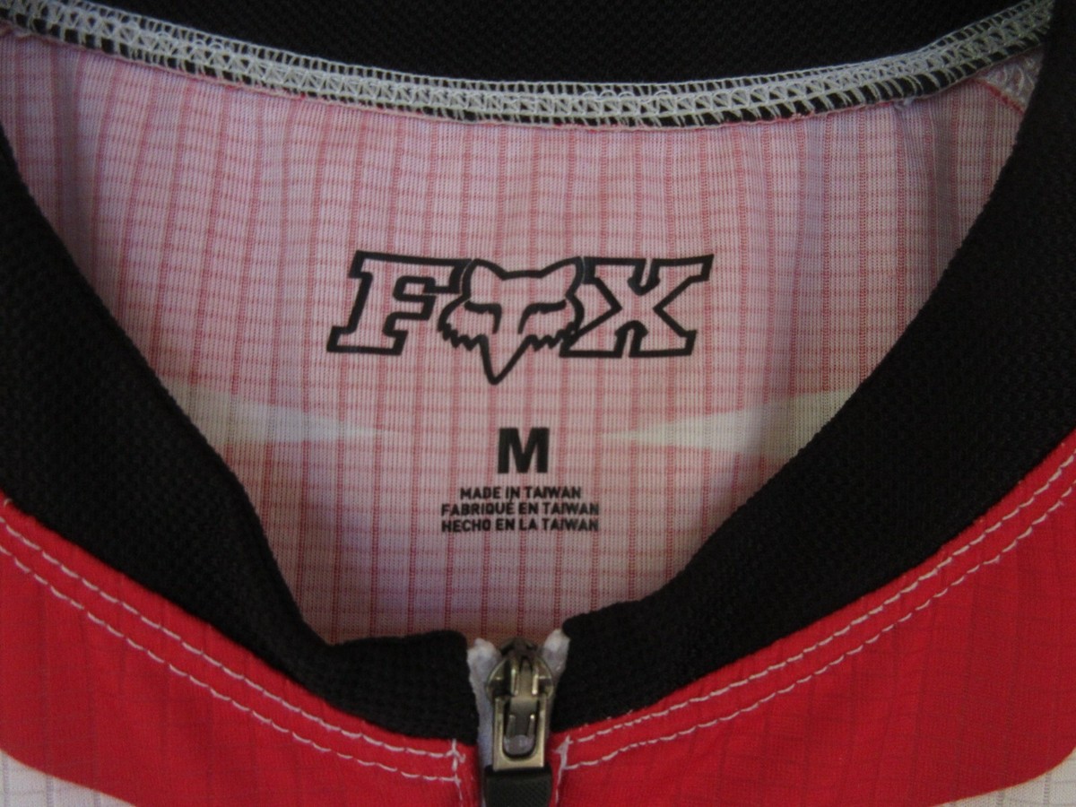 Maillot cycliste FOX blanc shirt trikot zip intégral maglia