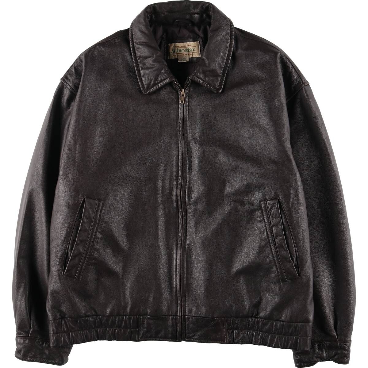 a*2様 stjohn'sbay leather bomber jkt old St. Johns Bay VTG lined Brown soft leather bomber jacket