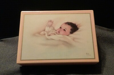 Vtg 1987 Bessie Pease Gutmann Musical Jewelry Box 'Awakening' Tune 'Go To Sleep'