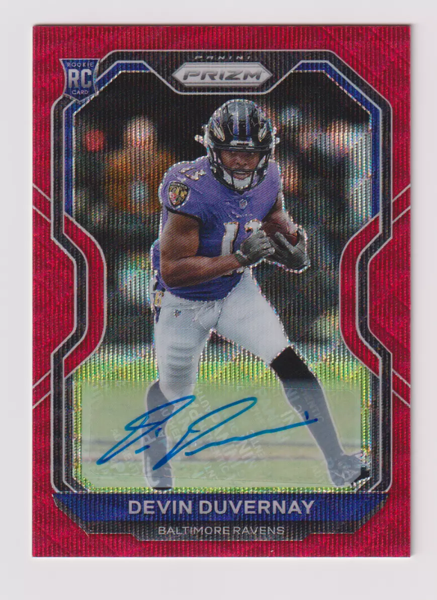 2020 Prizm 380 DEVIN DUVERNAY Rookie Auto Red Wave Prizm 001/149 SP NM Ravens