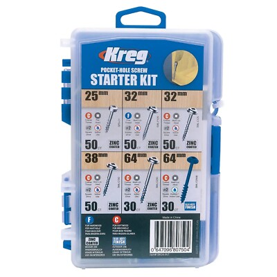 Kreg Taschenlochschrauben Starterset 260PC SK04 verzinkt & blau-kote