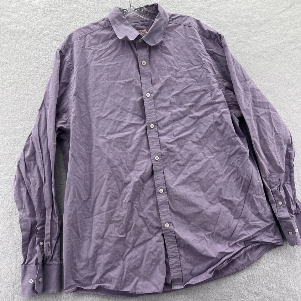 Merona Dress Shirt Mens Large 16 Purple Button-Up Top Long Sleeve Collared - Image 2 of 4