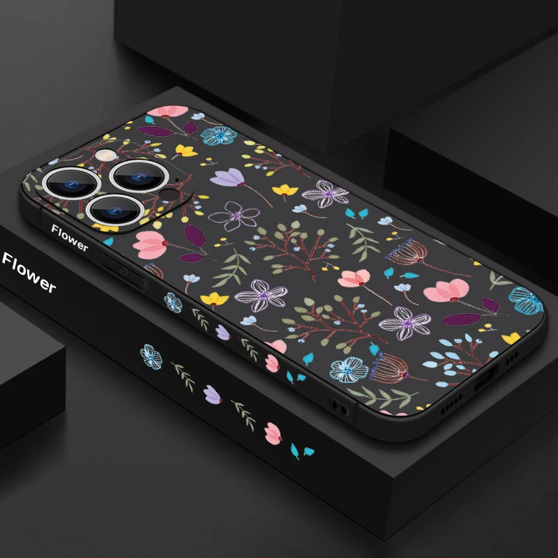Phone Case Flower For iPhone 16 Pro Max 15 14 13 11 12 8 7 Shockproof Soft Cover