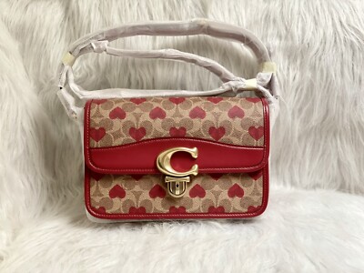 NWT Coach Studio Shoulder Bag In Signature Canvas With Heart Print