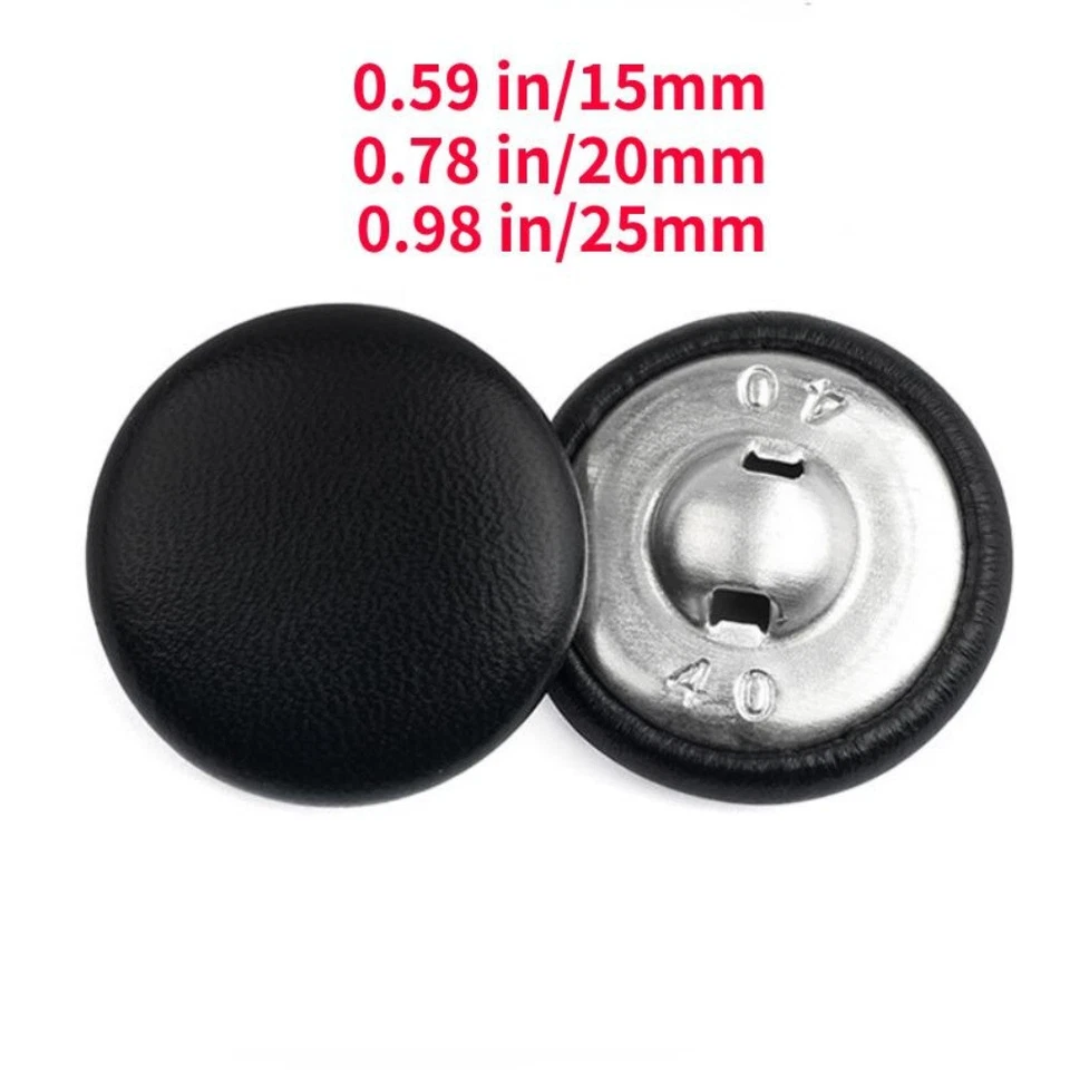 10 X Faux Leather Buttons Plain for DIY Coat Jacket Bag Trimming Sewing Craft - Image 3 of 4