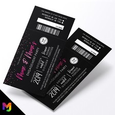 Personalised Engagement Party Tickets Invitations | Perforated | Black & Pink