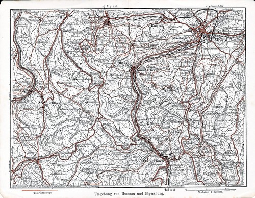 Ilmenau dintorni 1913 orig. cartolina + viaggio (6 S) Manebach Kickelhahn Elgersburg
