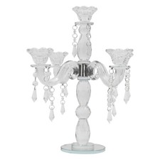Elegant 5-Head Crystal Glass Candle Holder for Beautiful Table Decor