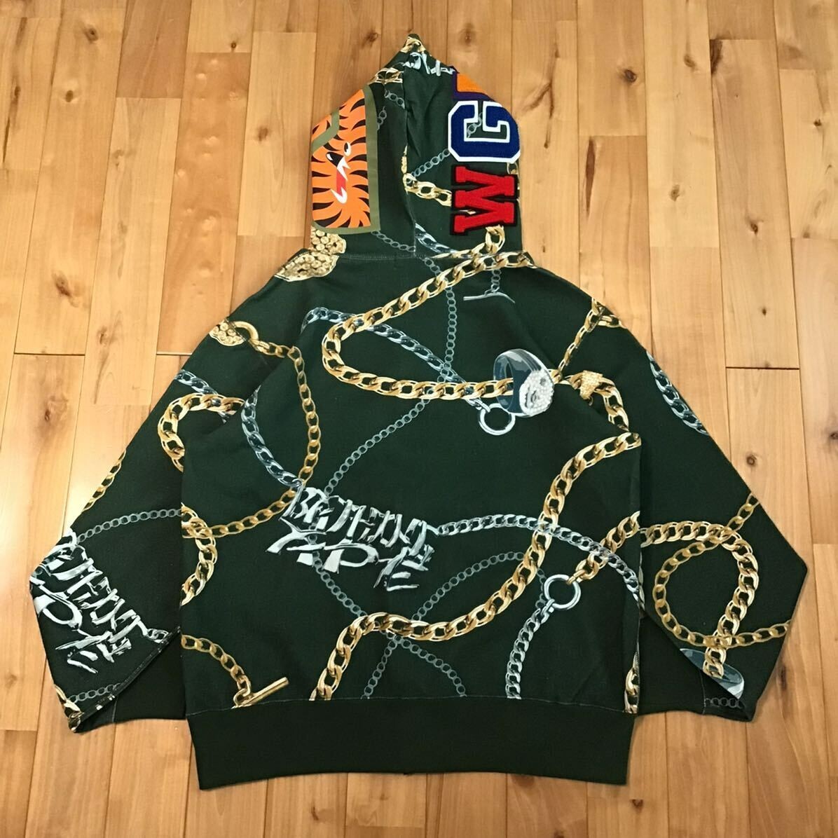 ウェア BAPE Shark Full Zip Hoodie (RARE) BAPE JEWELS SHARK FULL ZIP HOODIE Green A Bathing Ape Size L