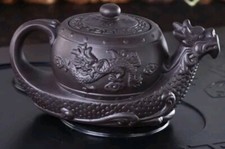 Dragon Clay Tea Set-Handmade Chinese Yixing Purple Clay Teapot With Large...