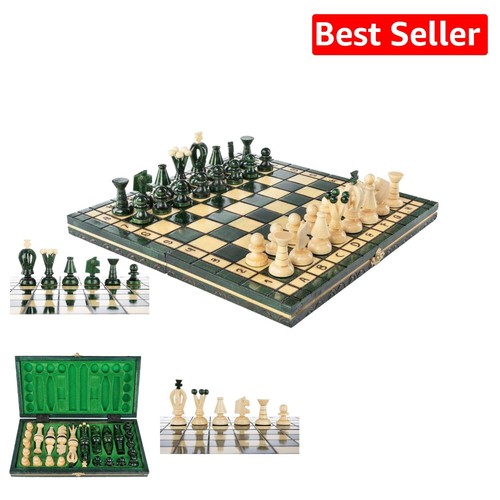 Chic 12-Inch Handcrafted Wooden Chess Set with Folding Board & Elegant Pieces