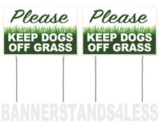 8x12 Inch PLEASE KEEP DOGS OFF GRASS Yard Sign with Stake - 2 PACK