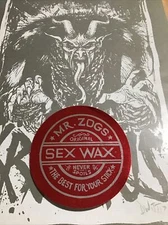 Vtg 80s MR ZOGS Sex Wax Surf Surfing Surfer Round Red Silver Decal Sticker