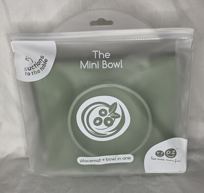 EZPZ - ''Mini Bowl'' - 100% Silikon Rutschfeste Schüssel inkl. Unterlage Kaki  Neu