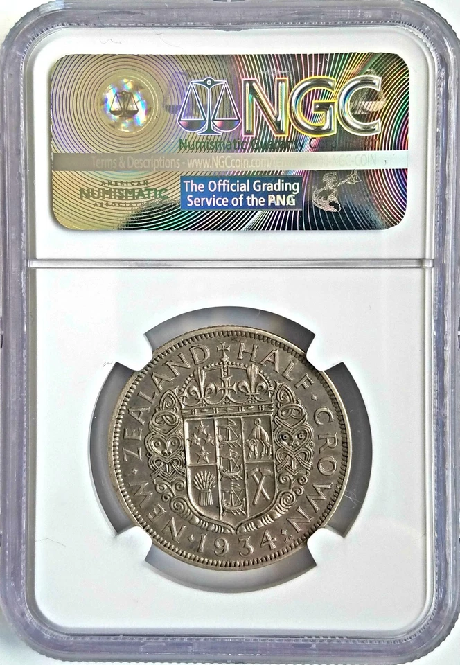 1934 New Zealand 1/2 Half Crown NGC XF 45 Extra Fine Silver Toned Classic Coin - Image 3 of 4
