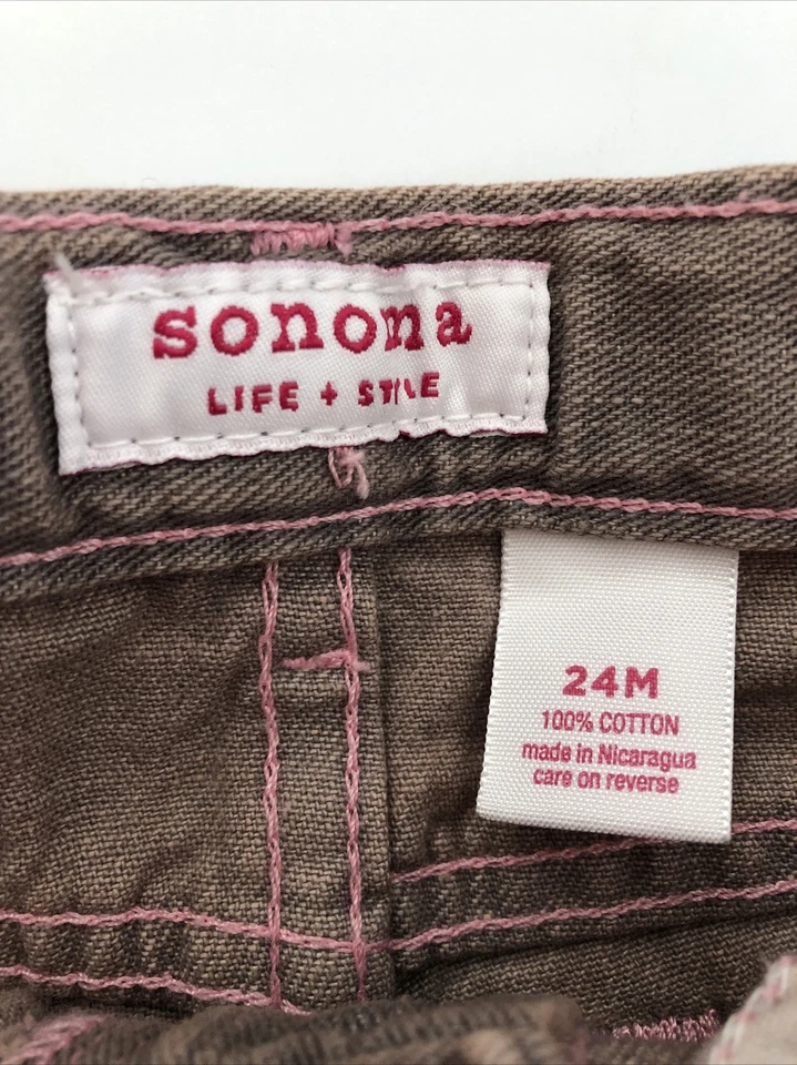 NUEVO CON ETIQUETAS SONOMA Life + Style Marrón 5 Bolsillos Denim Bebé Niña Jeans (24M) Con Ajuste/Cintura Foto 3 de 4